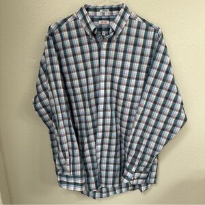 Izod Blue and White Casual Button Down Shirt